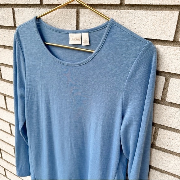 Chico’s Slub Knit Ribbed Tunic Periwinkle Blue - Picture 3 of 9